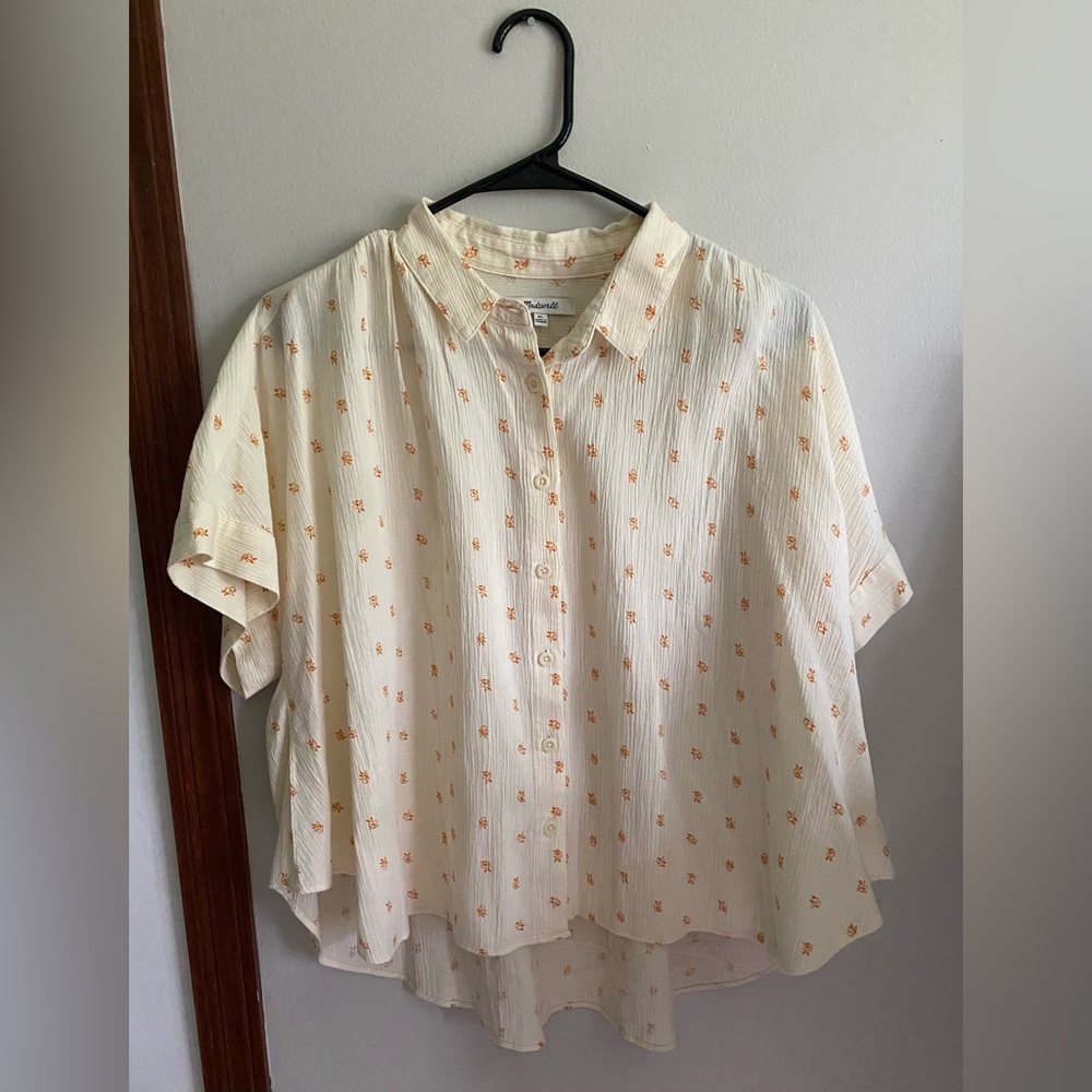 Cream Madewell Crop Top with orange print